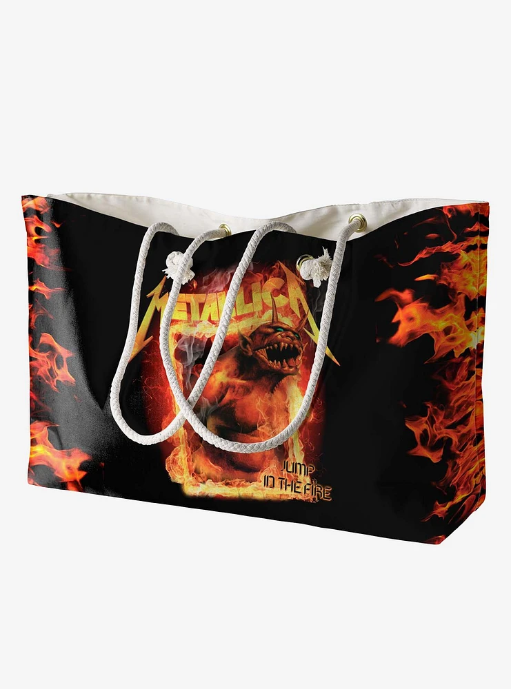 Rocksax Metallica Fire Rope Handled Tote Bag