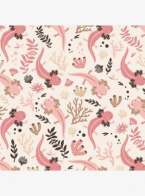 Axolotl Pink Underwater Garden Peel & Stick Wallpaper