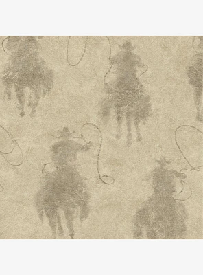 Yellowstone Stockman Silhouette Beige Peel & Stick Wallpaper
