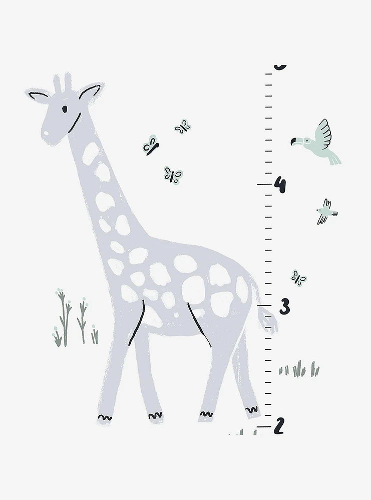 Giraffe Growth Chart Grey Wall Decals