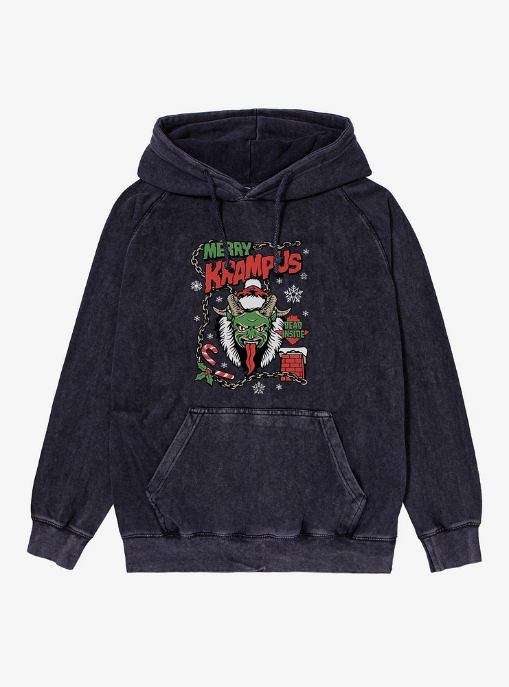 Merry Krampus Dead Inside Mineral Wash Hoodie