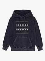 Ugly Christmas Ghost Spider Bat Cat Mineral Wash Hoodie