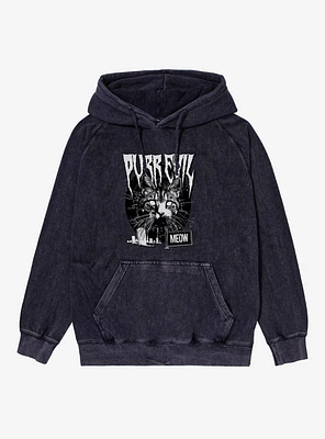 Cat Purr Evil Punk Meow Mineral Wash Hoodie