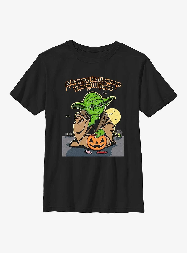 Star Wars Yoda Happy Halloween Youth T-Shirt