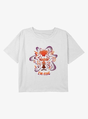 Inside Out I Am Fine Youth Girls Boxy Crop T-Shirt