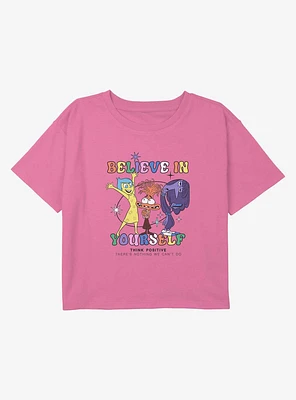 Inside Out Joy Believe Yourself Youth Girls Boxy Crop T-Shirt