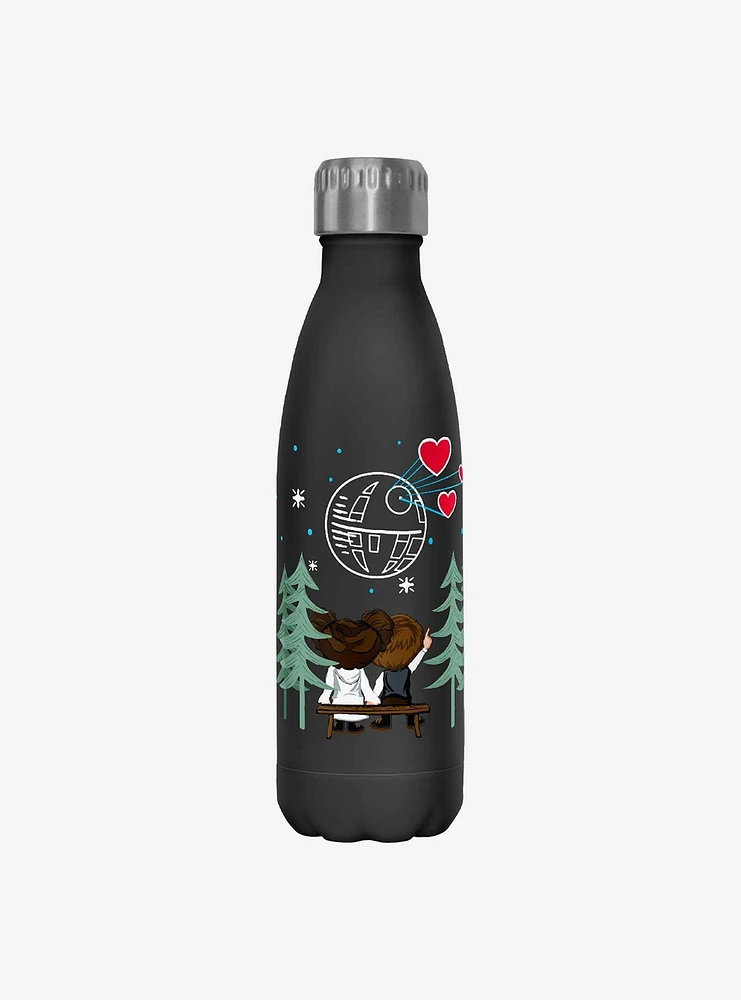 Star Wars Leia and Han Death Star Heart Water Bottle