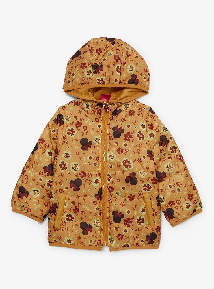 Disney Minnie Mouse Yellow Floral Toddler Puffed Windbreaker