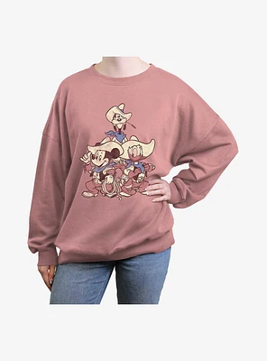 Disney Mickey Mouse Vintage Cowboys Girls Oversized Sweatshirt