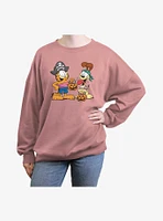 Garfield And Odie Trick Or Treat Halloween Girls Oversized Sweatshirt