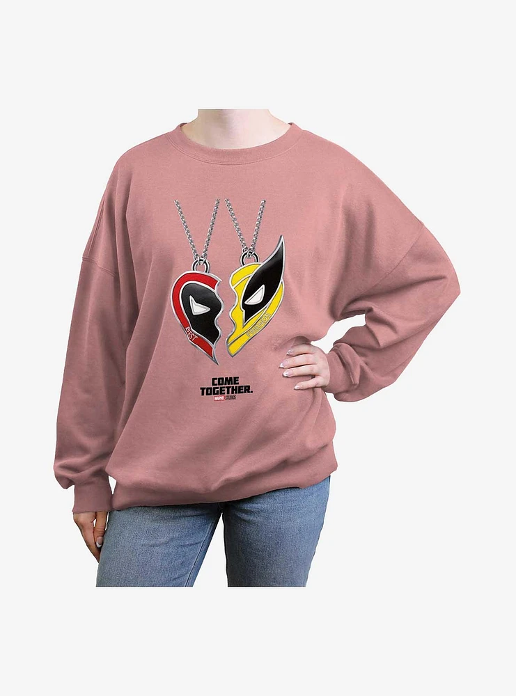 Deadpool 3 Best Friend Necklace Girls Oversized Sweatshirt