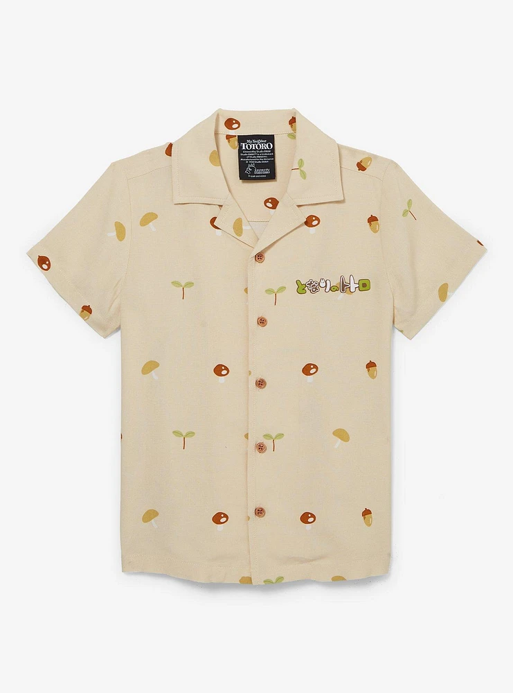 Studio Ghibli® My Neighbor Totoro Acorn Allover Print Toddler Woven Button Up — BoxLunch Exclusive
