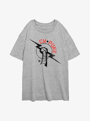 WWE CM Punk Lightning Bolt Icon Womens Oversized T-Shirt