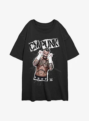 WWE CM Punk Cutout Portrait Womens Oversized T-Shirt