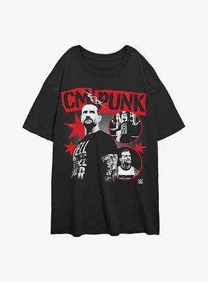 WWE CM Punk Poster Womens Oversized T-Shirt