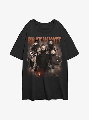 WWE Bray Wyatt Portrait Collage Womens Oversized T-Shirt