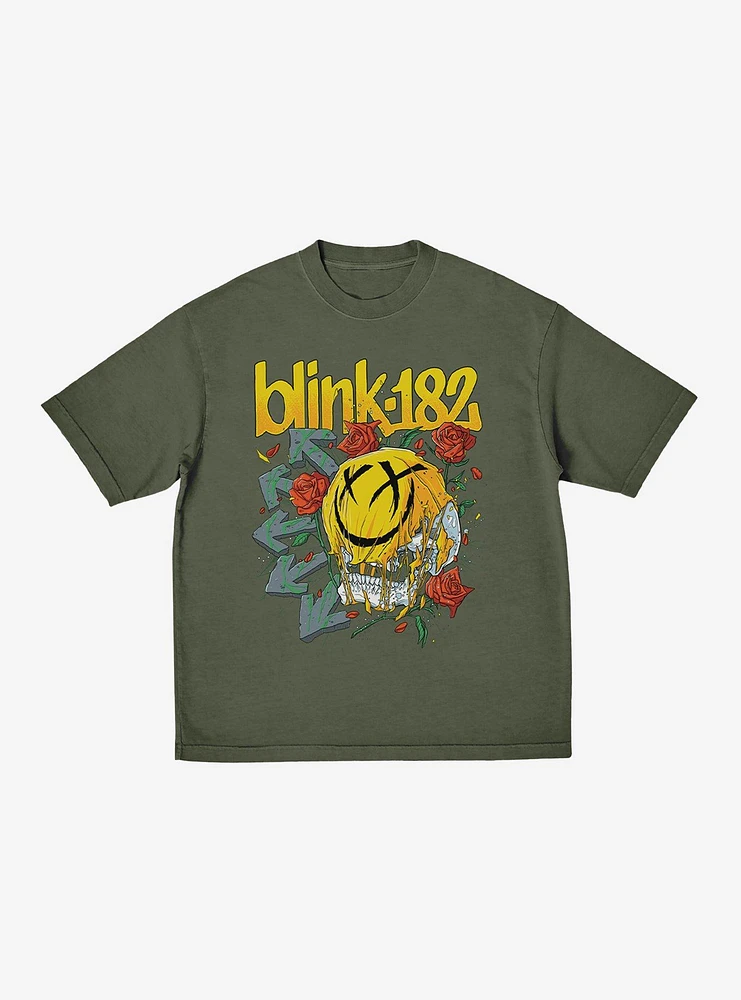 Blink-182 Skull & Roses Logo Relaxed Fit Girls T-Shirt