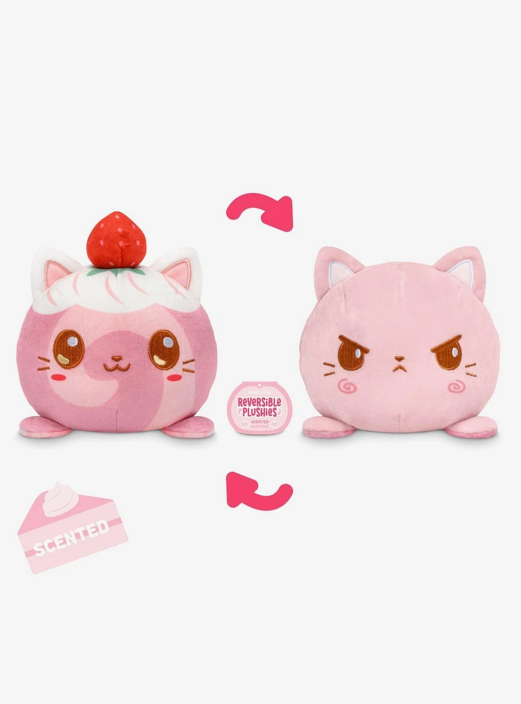 TeeTurtle Strawberry Kitty Strawberry Cake Scented 4 Inch Reversible Plush