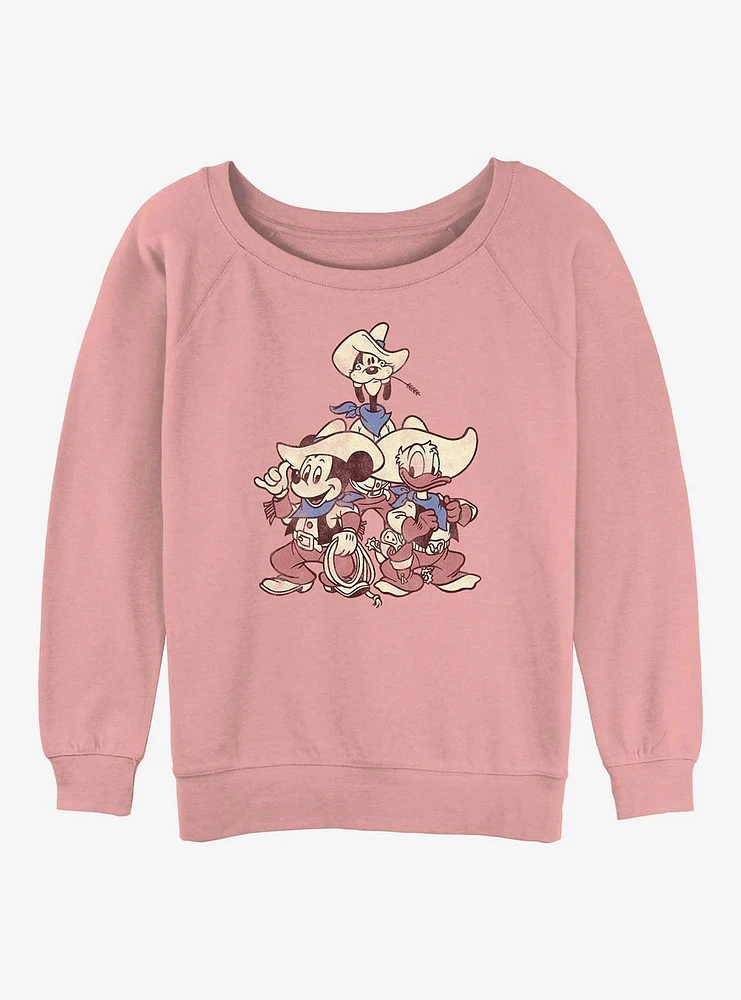 Disney Mickey Mouse Vintage Cowboys Girls Slouchy Sweatshirt