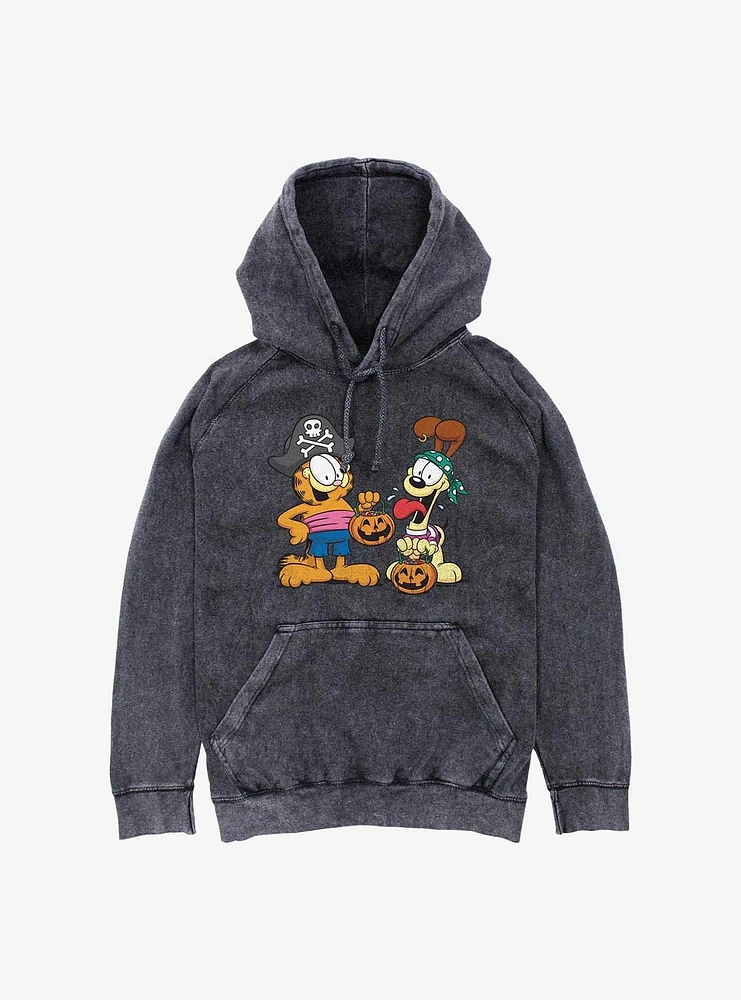 Garfield And Odie Trick Or Treat Halloween Mineral Wash Hoodie