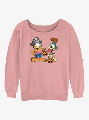 Garfield And Odie Trick Or Treat Halloween Girls Slouchy Sweatshirt