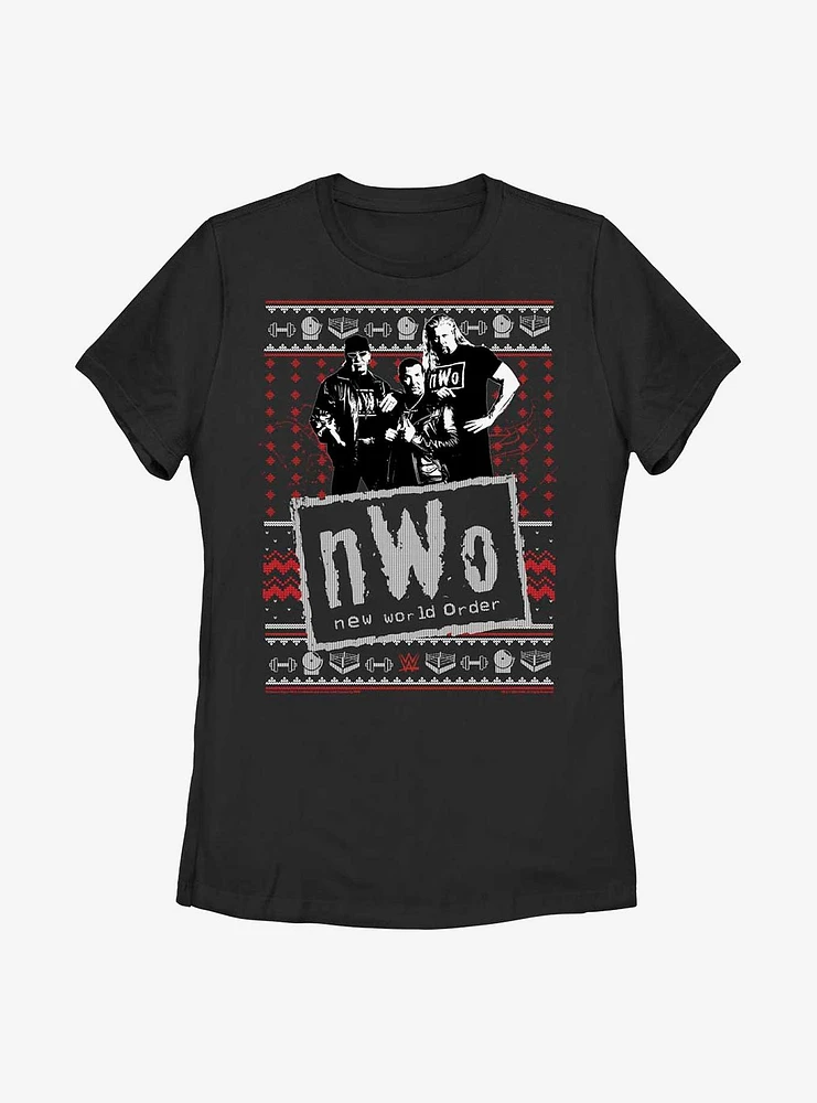 WWE NWO Ugly Sweater Pattern Womens T-Shirt