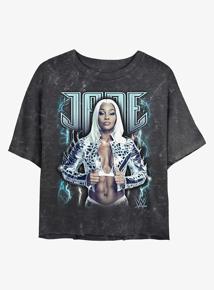 WWE Jade Cargill Storm Portrait Mineral Wash Womens Crop T-Shirt