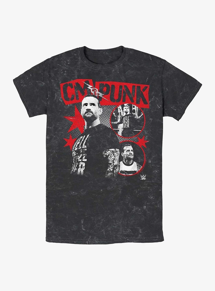 WWE CM Punk Poster Mineral Wash T-Shirt