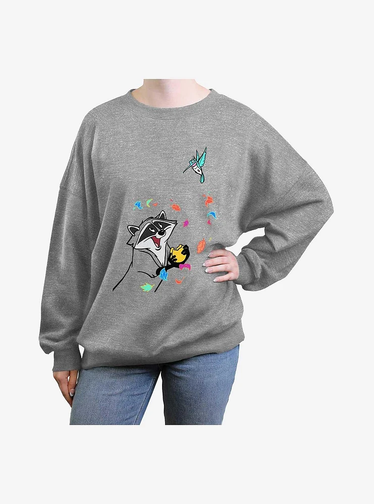 Disney Pocahontas Meeko And Flit Womens Oversized Sweatshirt