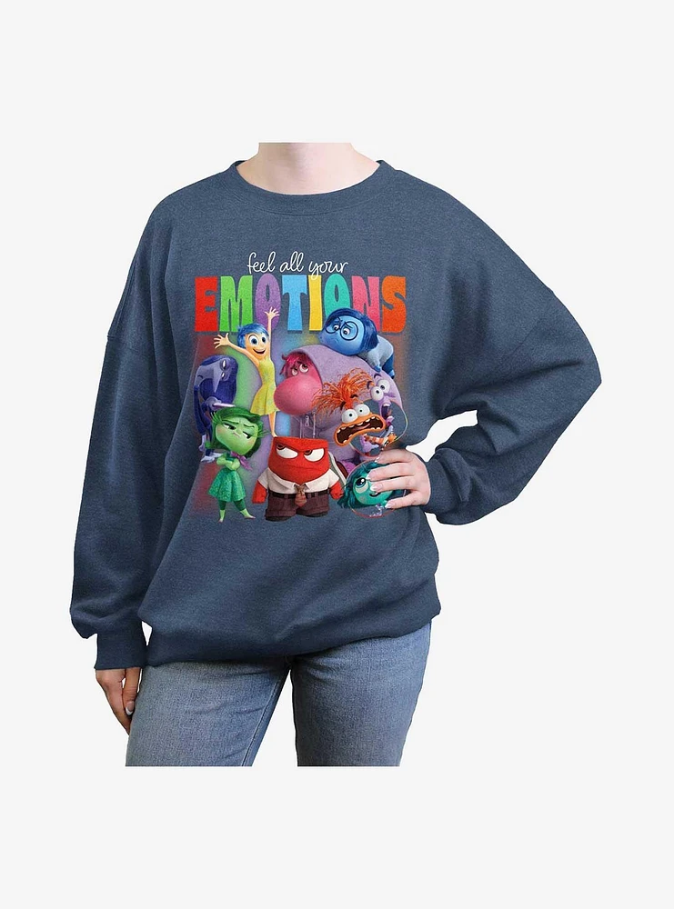 Disney Pixar Inside Out Feel Your Emotions Womens Oversized Sweatshirt