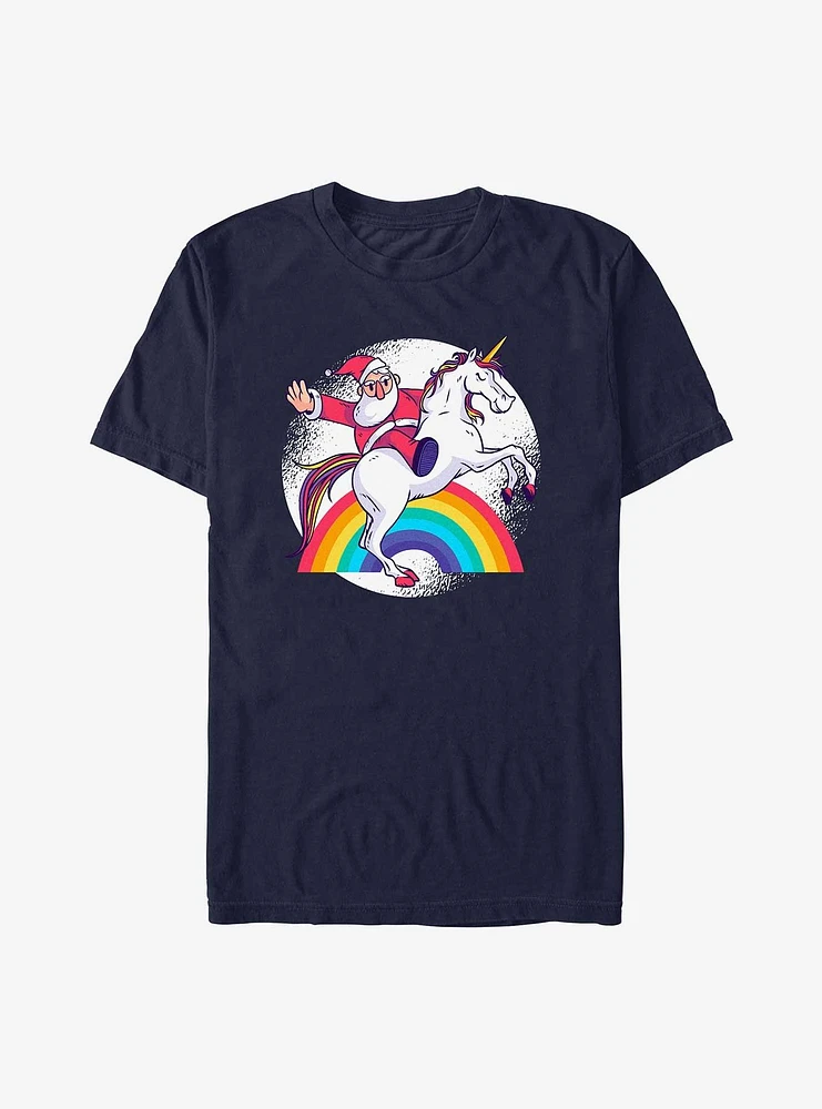 Santa Unicorn Rainbow Christmas T-Shirt