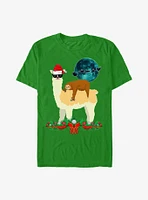 Llama And Sleeping Sloth Christmas T-Shirt