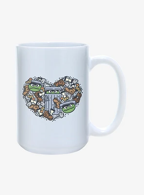 Sesame Street Oscar The Grouch Trash Heart 15oz Mug