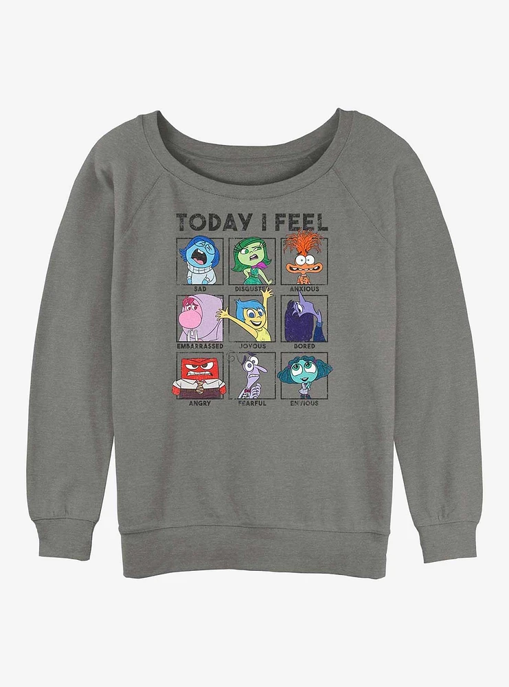 Disney Pixar Inside Out Today I Feel Chart Womens Slouchy Sweatshirt