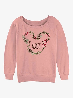 Mickey Mouse Aunt Xmas Ears Womens Slouchy Sweatshirt