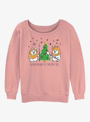 Star Wars Ewokin Around Xmas Tree Womens Slouchy Sweatshirt