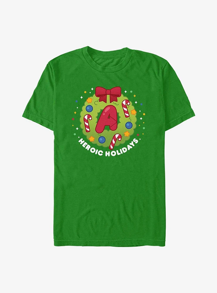 Marvel Heroic Holidays Christmas Wreath T-Shirt