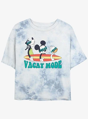 Disney Mickey Mouse Vacay Mode Pals Womens Tie-Dye Crop T-Shirt