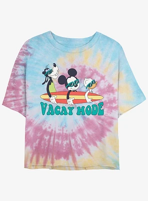 Disney Mickey Mouse Vacay Mode Pals Womens Tie-Dye Crop T-Shirt