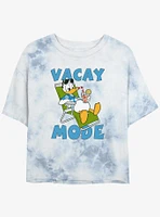 Disney Mickey Mouse Donald Vacay Mode Womens Tie-Dye Crop T-Shirt