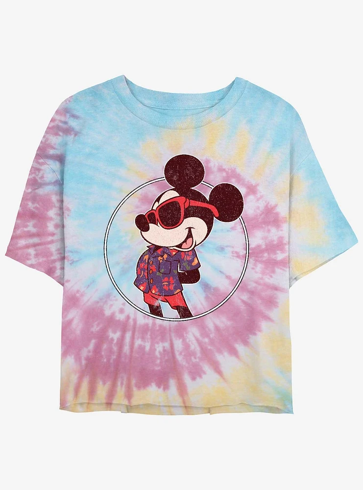 Disney Mickey Mouse Daddy Womens Tie-Dye Crop T-Shirt