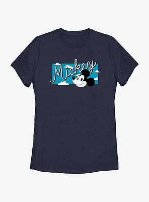 Disney Mickey Mouse Head Sky Womens T-Shirt