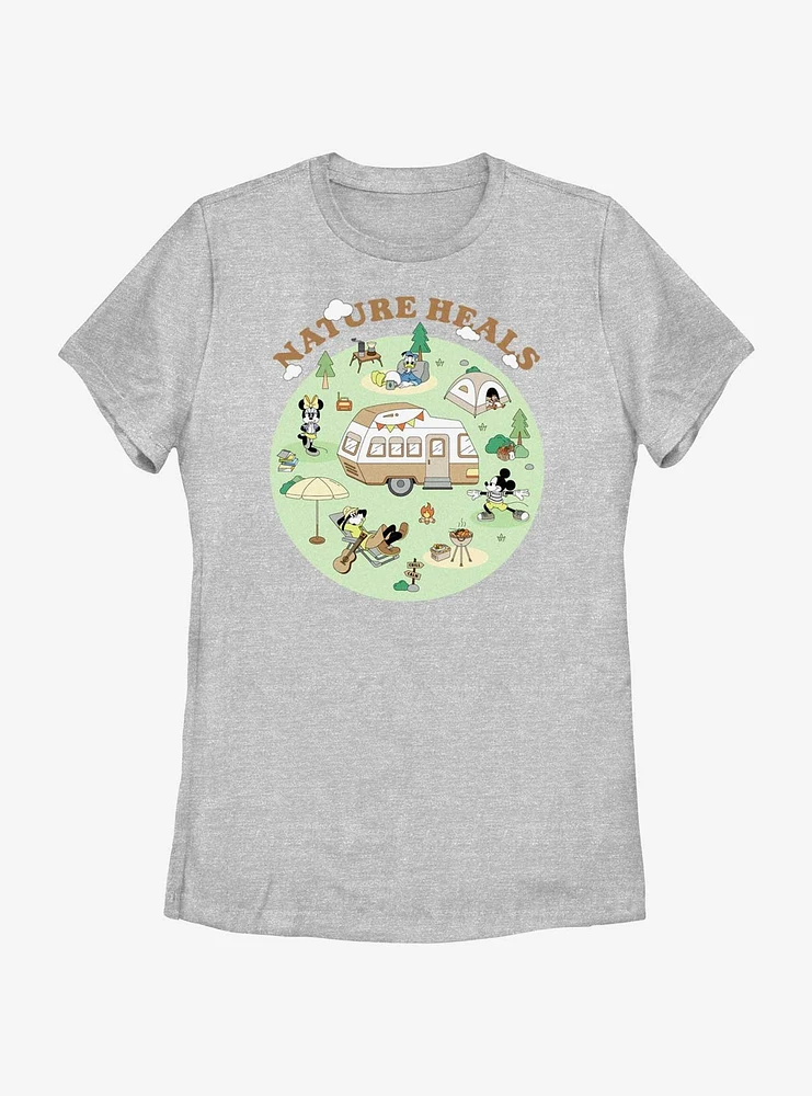 Disney Mickey Mouse Nature Heals Camp Womens T-Shirt