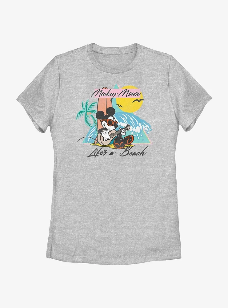 Disney Mickey Mouse Lifes A Beach Womens T-Shirt