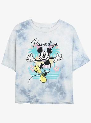 Disney Mickey Mouse Paradise Womens Tie-Dye Crop T-Shirt