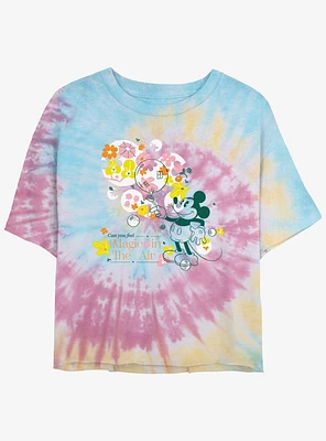 Disney Mickey Mouse Magic The Air Womens Tie-Dye Crop T-Shirt