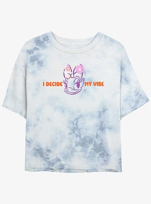 Disney Mickey Mouse I Decide My Vibe Daisy Womens Tie-Dye Crop T-Shirt