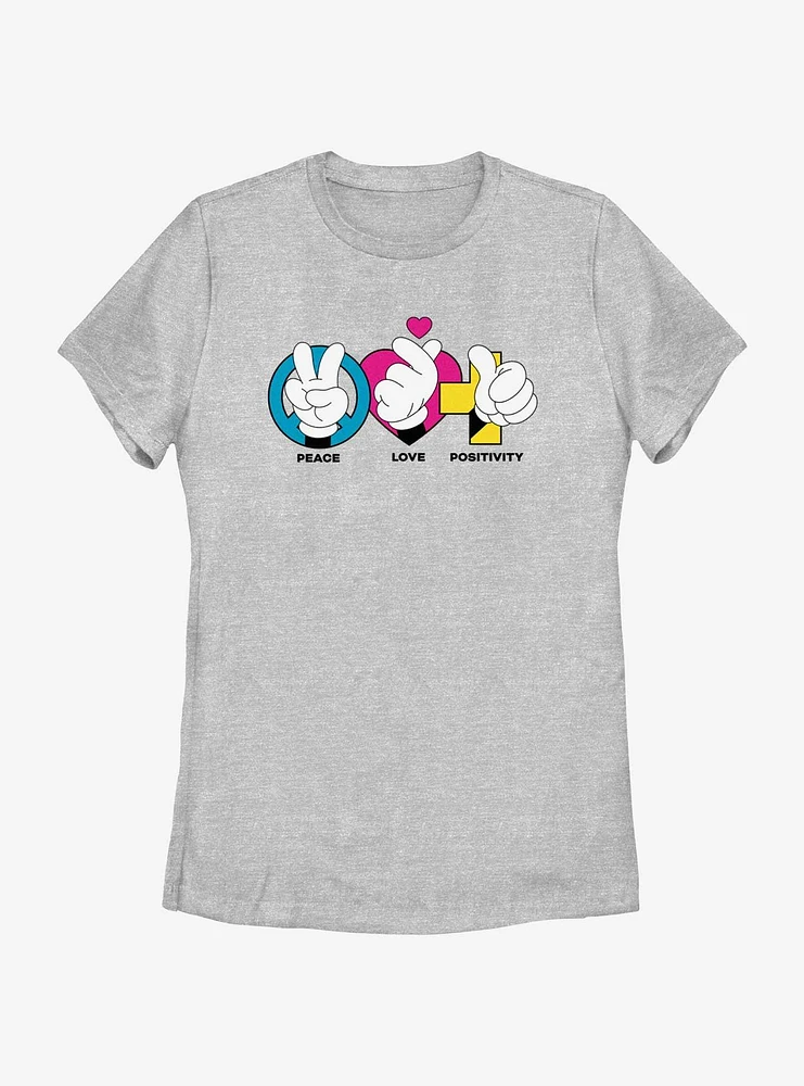 Disney Mickey Mouse Peace Love Positivity Womens T-Shirt