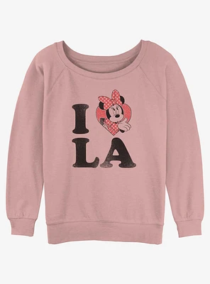 Disney Minnie Mouse I Love LA Womens Slouchy Sweatshirt