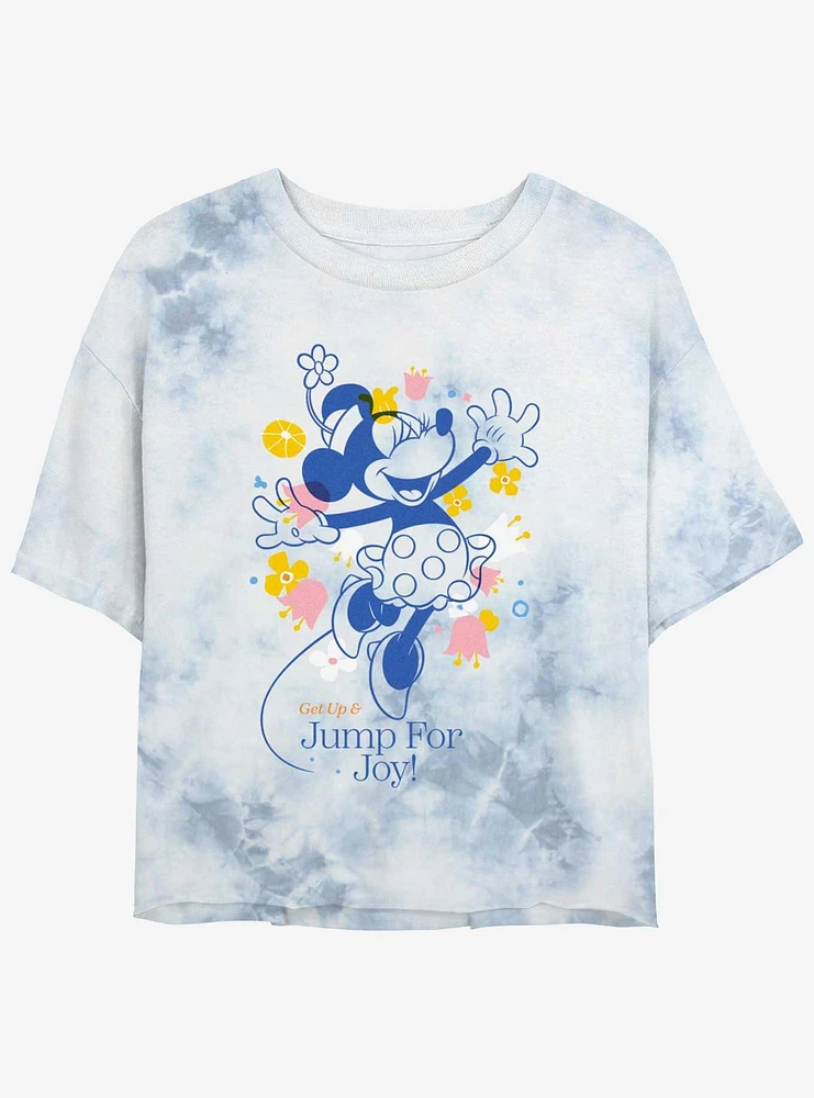 Disney Minnie Mouse Jump For Joy Womens Tie-Dye Crop T-Shirt